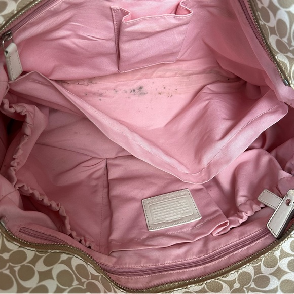 Coach Chelsea Heritage Stripe Diaper Multi-Use Bag Pink Beige Large - Picture 6 of 16